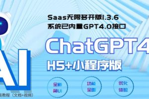 Saas无限多开版ChatGPT小程序+H5,内置GPT4.0接口,无限开通坑位