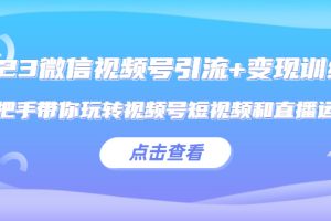 2023微信视频号引流+变现训练营：手把手带你玩转视频号短视频和直播运营