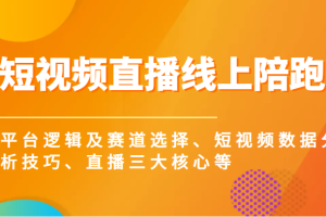 短视频直播线上陪跑，平台逻辑及赛道选择、短视频数据分析技巧、直播三大核心等