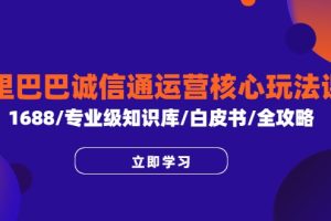 阿里巴巴诚信通运营核心玩法课程，1688/专业级知识库/白皮书/全攻略