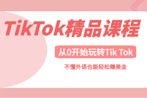 TikTok精品课，带您从0开始玩转Tik Tok，不懂外语也能轻松赚美金