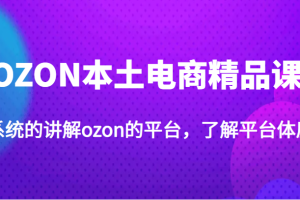 OZON本土电商精品课，系统的讲解ozon的平台，了解平台体质（价值3999元）