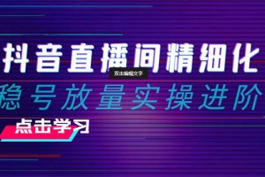 2024抖音直播间精细化运营：稳号放量实操进阶 选品/排品/起号/随心推/千川付费投放