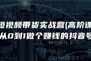 短视频带货实战营(高阶课)，从0到1做个赚钱的抖音号（17节课）