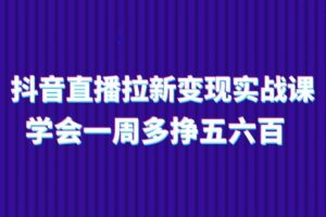 抖音直播拉新变现实操课，学会一周多挣五六百（15节课）