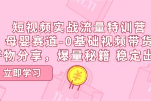 短视频实战流量特训营，母婴赛道-0基础带货，好物分享，爆量秘籍 稳定出单