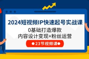 2024短视频IP快速起号实战课，0基础打造爆款内容设计变现+粉丝运营(23节)