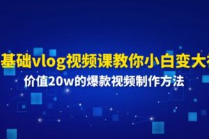 0基础vlog视频课教你小白变大神：价值20w的爆款视频制作方法