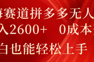 蓝海赛道拼多多无人直播，日入2600+，0成本变现，小白也能轻松上手