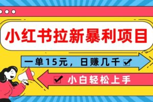 小红书拉新暴利项目，一单15元，日赚几千小白轻松上手