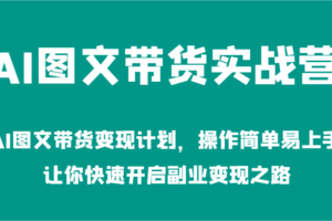 AI图文带货实战营-AI图文带货变现计划，操作简单易上手，让你快速开启副业变现之路