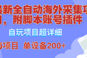 外面卖4980的全自动海外采集项目，带脚本账号插件保姆级教学，号称单日200+