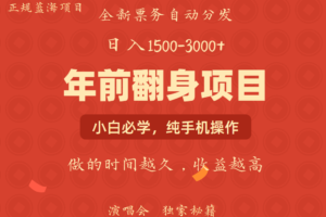 年前可以翻身的项目，日入2000+ 主打长久稳定，利润空间非常的大