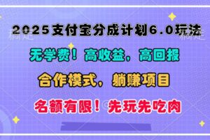 2025支付宝分成计划6.0玩法，合作模式，靠管道收益实现躺赚！