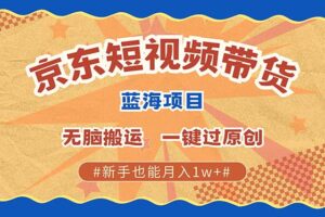 京东短视频带货 2025新风口 批量搬运 单号月入过万 上不封顶