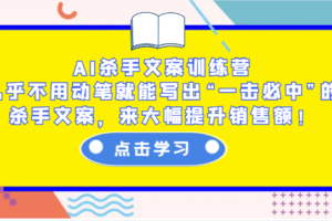 AI杀手文案训练营：几乎不用动笔就能写出“一击必中”的杀手文案，来大幅提升销售额！