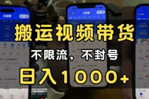 小白必看搬运视频带货玩法，不限流，不封号，纯自然流，日入1000+